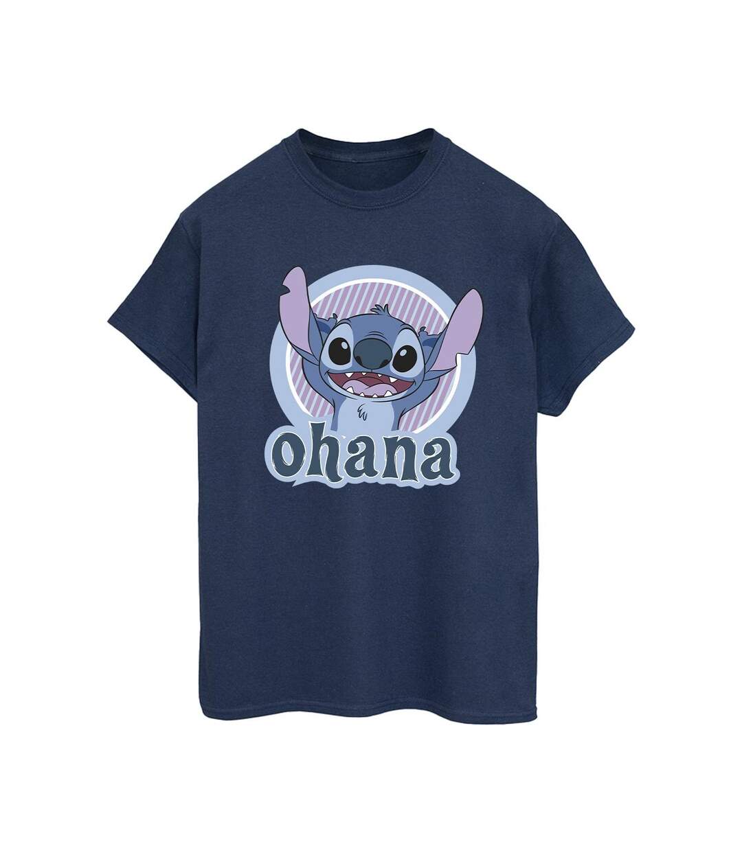 Disney Womens/Ladies Lilo And Stitch Ohana Circle Cotton Boyfriend T-Shirt (Bleu marine) - UTBI30268-1