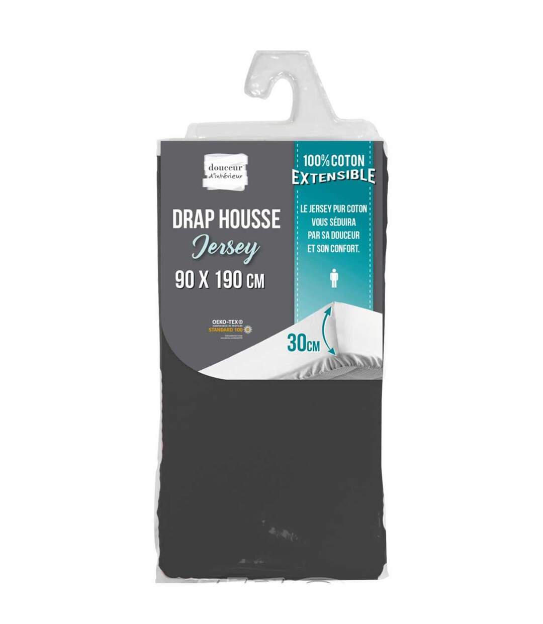 Drap Housse Jersy 90x190cm Anthracite-2
