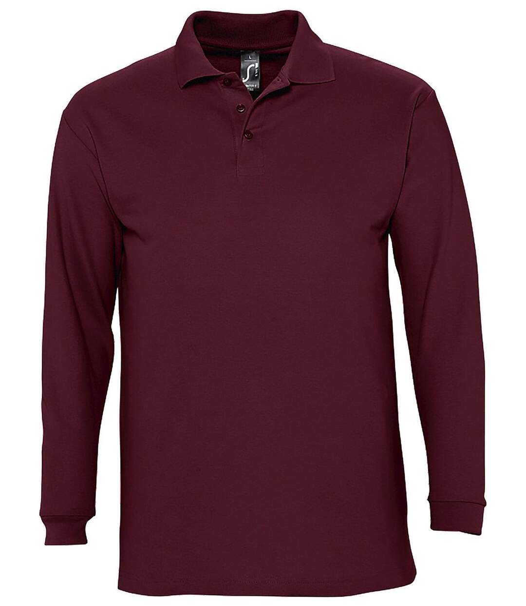 Polo manches longues - Homme - 11353 - rouge bordeaux