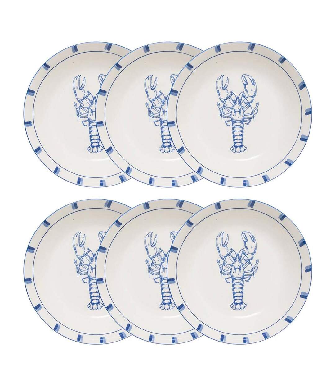 Lot de 6 Assiettes Creuses Océania 20cm Bleu-3