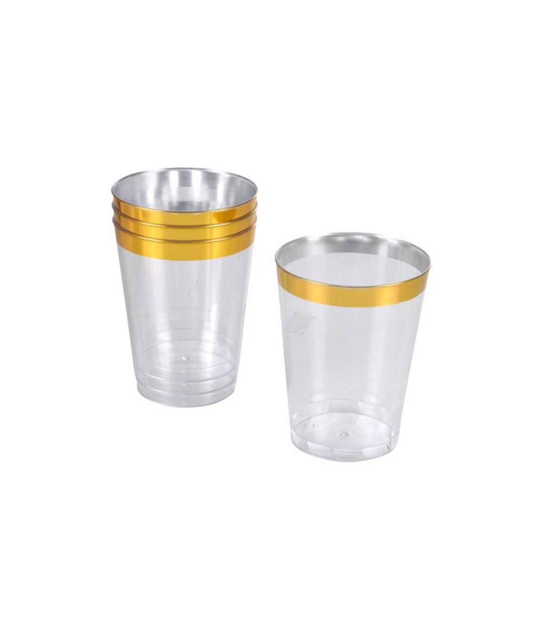Lot de 6 Gobelets en Plastique Réutilisable Liseré 30cl Or-1