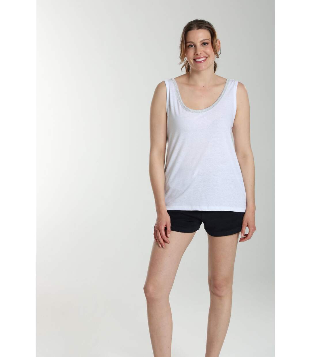 Debardeur Col Lurex Femme Deb Summer   Avec Col Rond | Gerard Pasquier-1