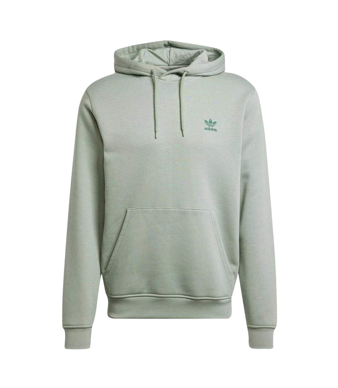 Mens Essentials Relaxed Fit Pullover Hoodie Silver Green Adidas-2