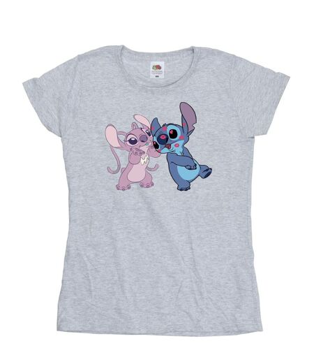 Disney T-shirt en coton Lilo & Stitch Kisses - Femmes/Ladies (Gris sportif) - UTBI25720
