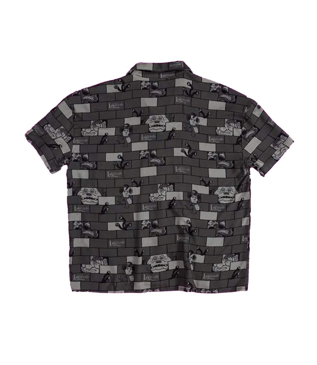 Unisex Adult Character Button-down Short-sleeved Shirt Charcoal Labyrinth-3