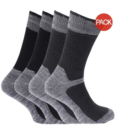 Lot de 4 Chaussettes renforcées pour bottes de travail paires homme noir/gris Universal Textiles