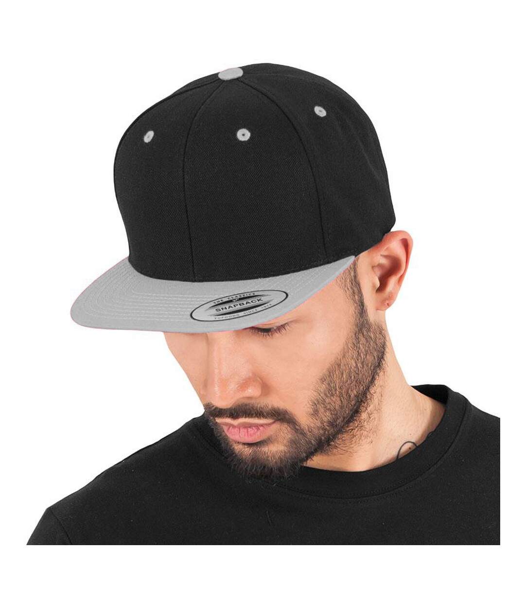 Casquette ajustable classique homme noir/argent Yupoong-2