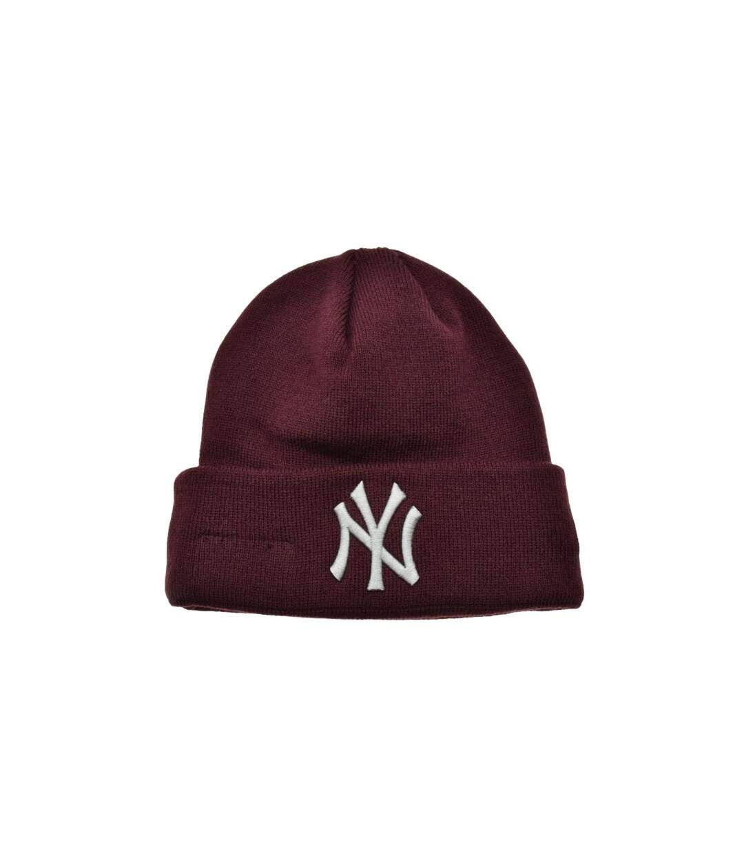 Yankees Cuffed Beanie Maroon Grey New Era-1