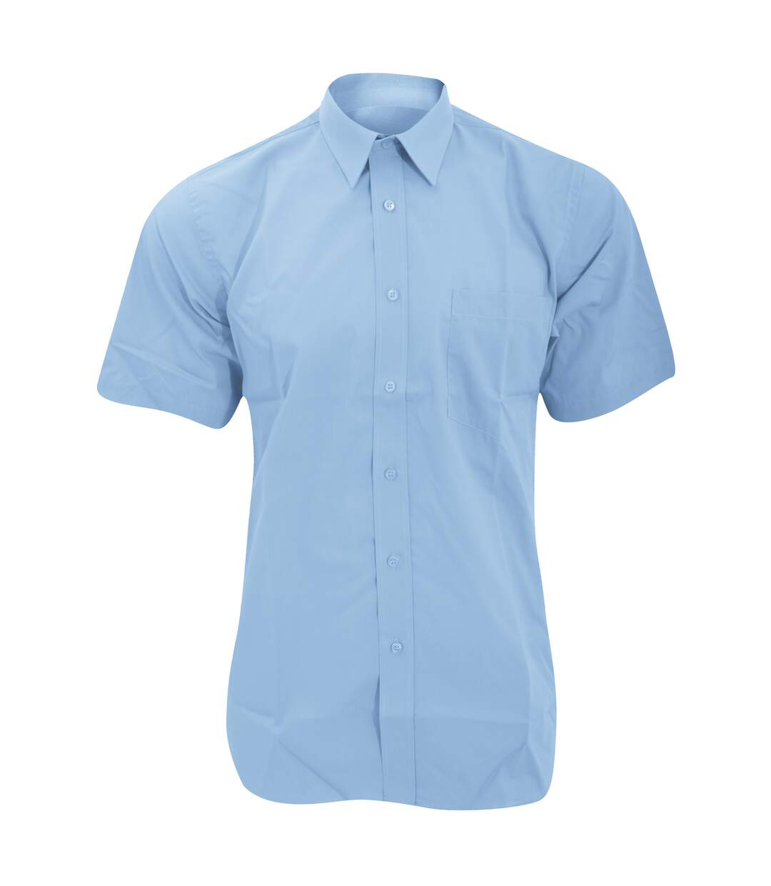 Fruit Of The Loom Mens Short Sleeve Poplin Shirt (Mid Blue) - UTBC404