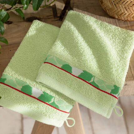 2 gants de toilette verts