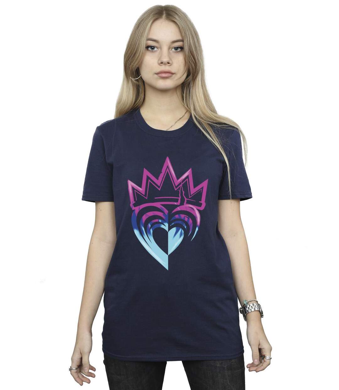 Disney - T-shirt DESCENDANTS PINK CROWN - Femme (Bleu marine) - UTBI20125-2