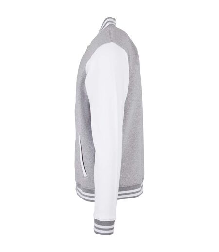 Blouson D'université Basic Homme Gris Chiné Blanc Build Your Brand