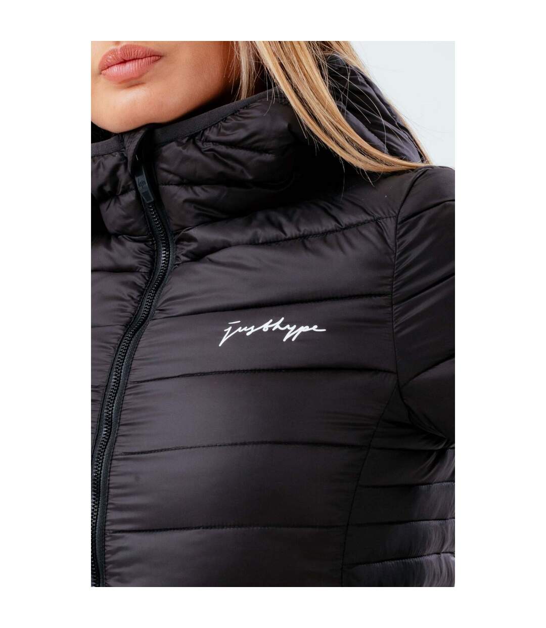 Womens/ladies lightweight puffer jacket black Hype