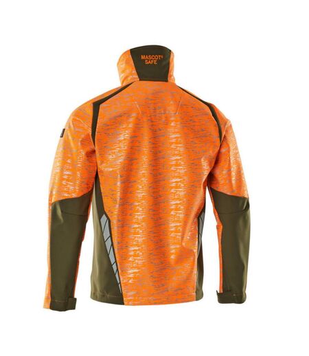 Mens Accelerate Safe Soft Shell Jacket Hi Vis Orange Moss Green Mascot