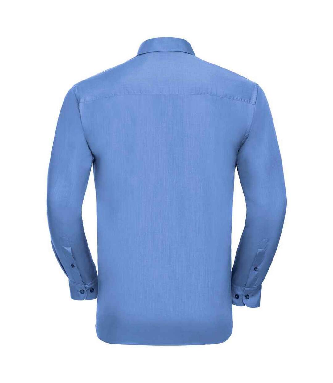 Mens poplin easy-care long-sleeved formal shirt corporate blue Russell Collection-2