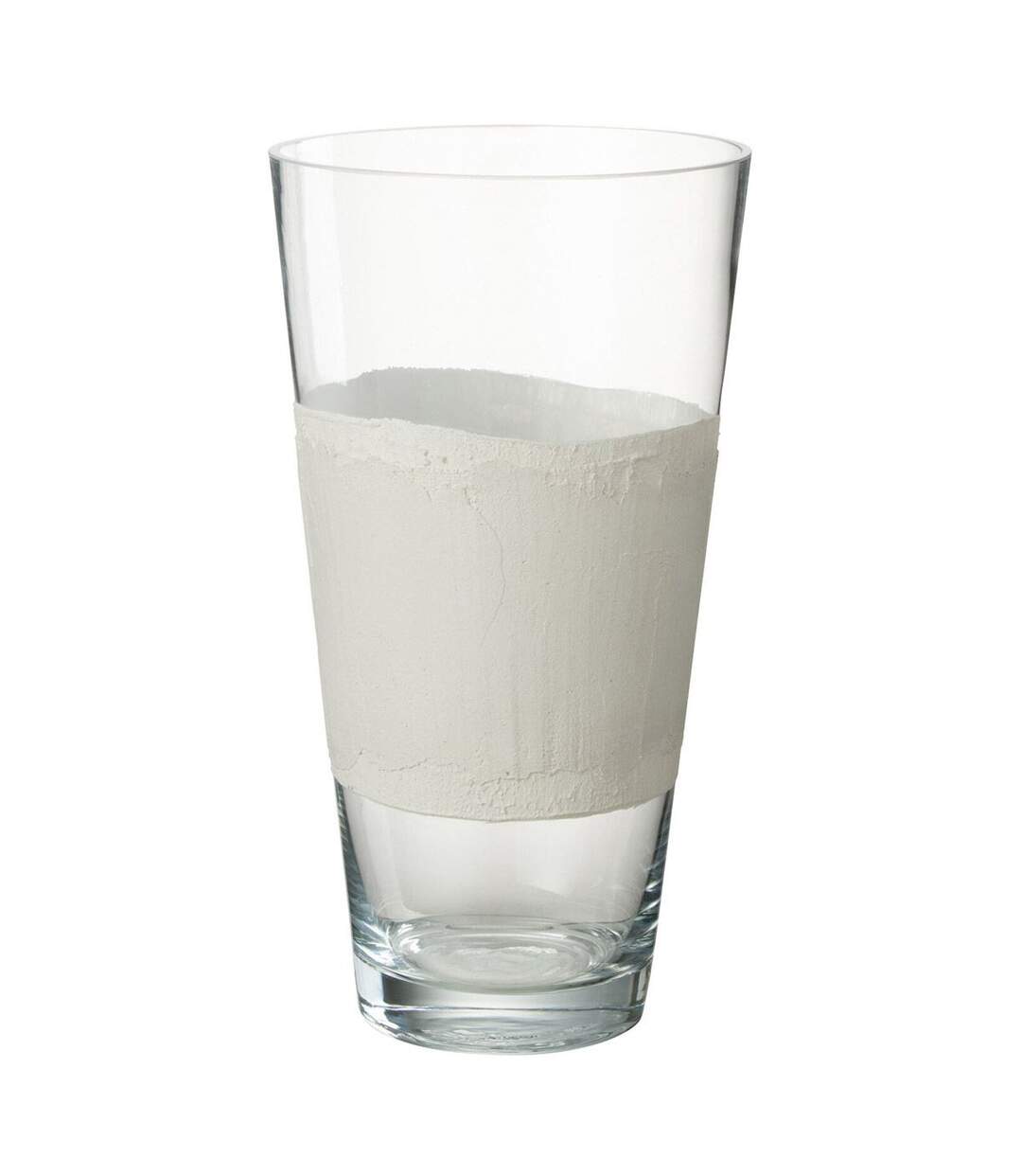 Vase Déco en Verre Delph 35cm Transparent & Blanc-1