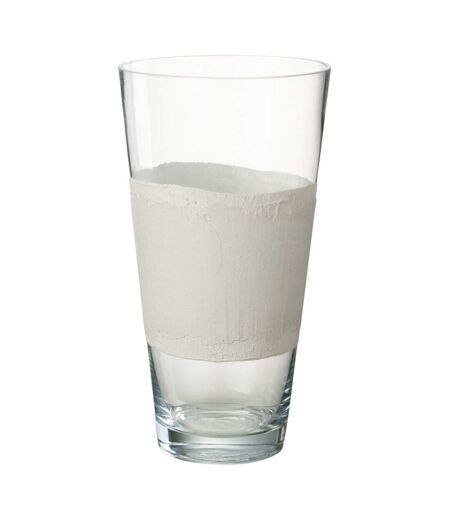 Vase Déco en Verre Delph 35cm Transparent & Blanc