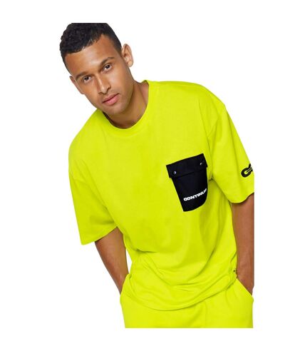 Unisex adult continu8 cargo pocket boxy t-shirt yellow Hype