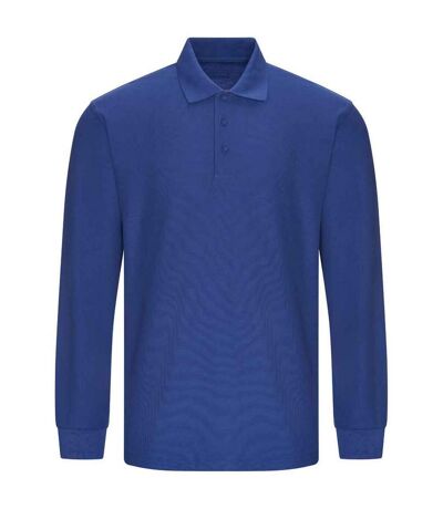 Mens pro piqué long-sleeved polo shirt royal blue PRO RTX