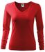 T-shirt col V - Extensible - Manches longues - Femme - MF127 - rouge