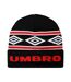 Diamond Knitted Beanie Black Chilli Pepper Brilliant White Umbro-1