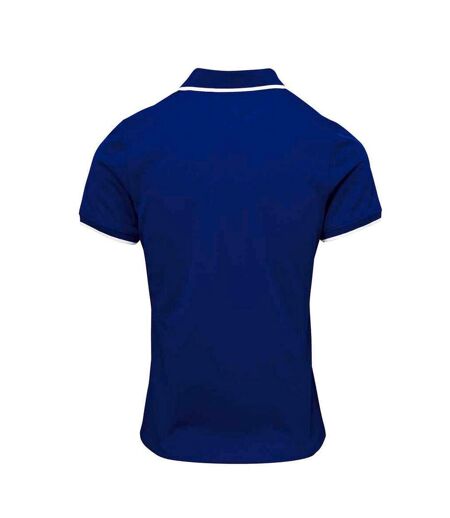 Womens/ladies coolchecker contrast pique polo shirt royal blue/white Premier