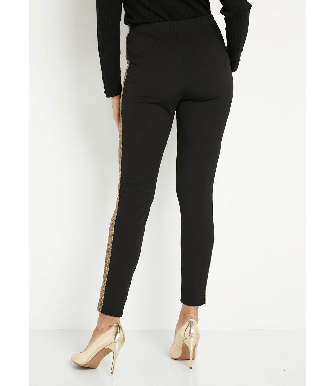 Legging taille élastiquée côtés brillants-2