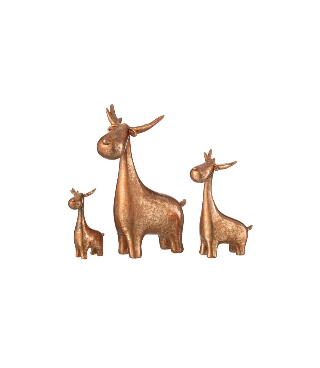 Lot de 3 Cerfs Déco Résine 25cm Cuivre-1