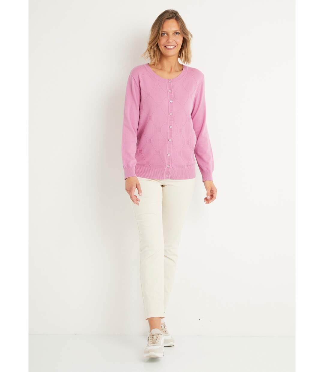 Gilet cardigan uni boutonné modal mélangé-3