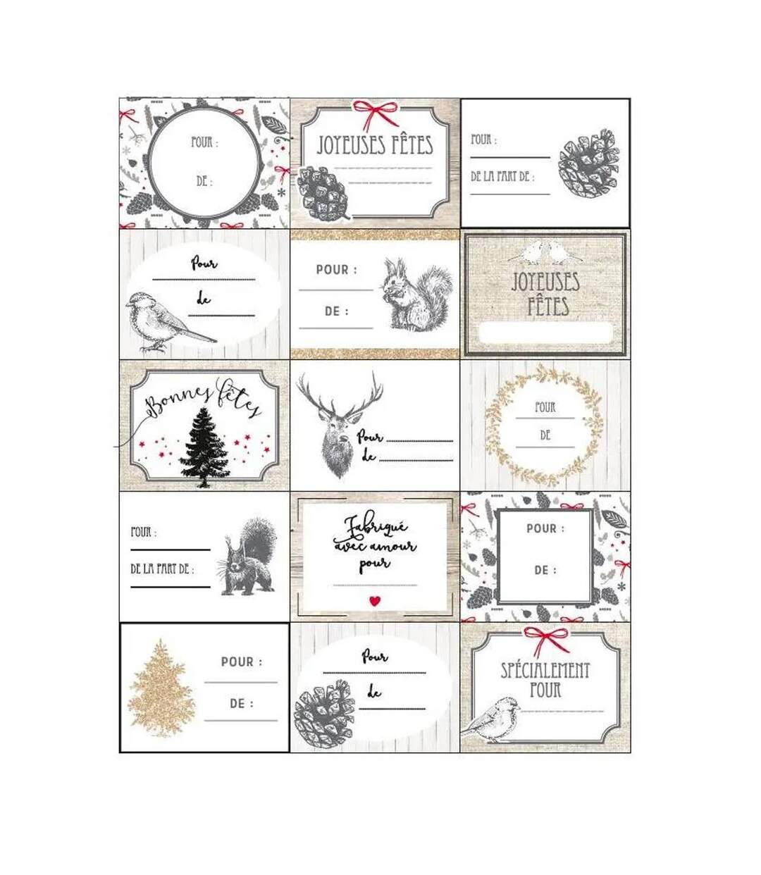 Lot de 15 Étiquettes Cadeaux Pop 25cm Blanc-1