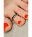Black and Red Boho 925 Silver Slim Band Open Toe Ring