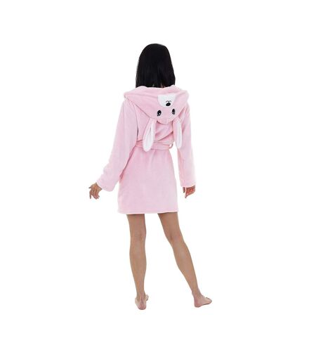 Brave Soul Ladies/Womens Bunny Rabbit Hooded Dressing Gown (Pink)
