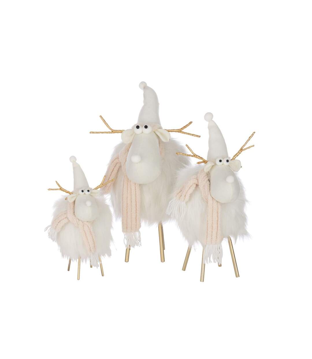 Statuette Renne Déco Bonnet & Foulard 46cm Blanc-2