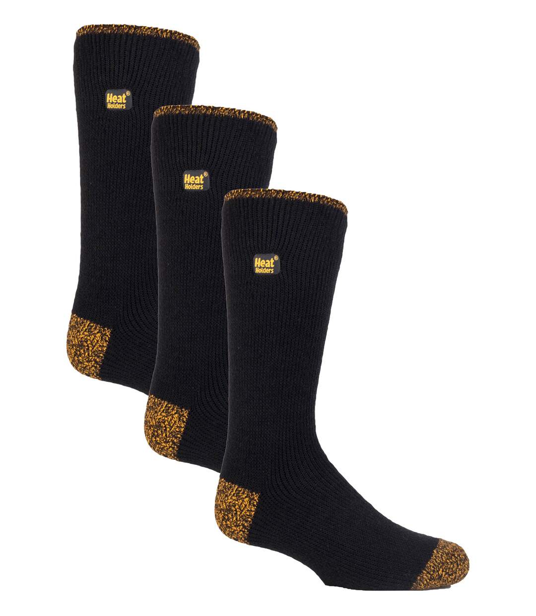 3-Pack Unisex Winter Crew Work Socks in Black with Reinforced Heel & Toe