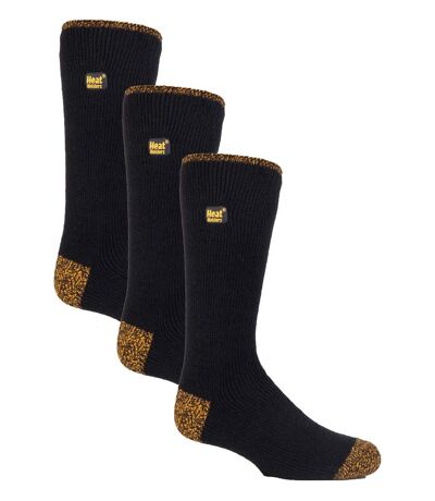 3 Pack Winter Mens Work Socks in Black | Heat Holders | Crew Work Socks with Reinforced Heel and Toe