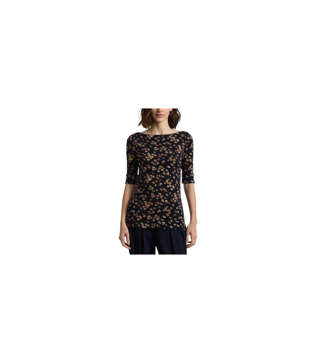 T-shirt Motif/style Floral Femme Bleu Marine Ralph Lauren-1