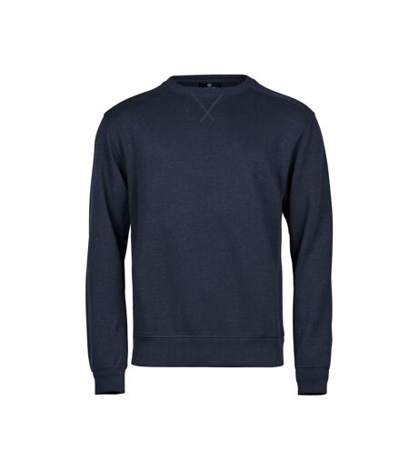 Mens Ribbed Interlock Crew Neck Sweatshirt Navy Tee Jays