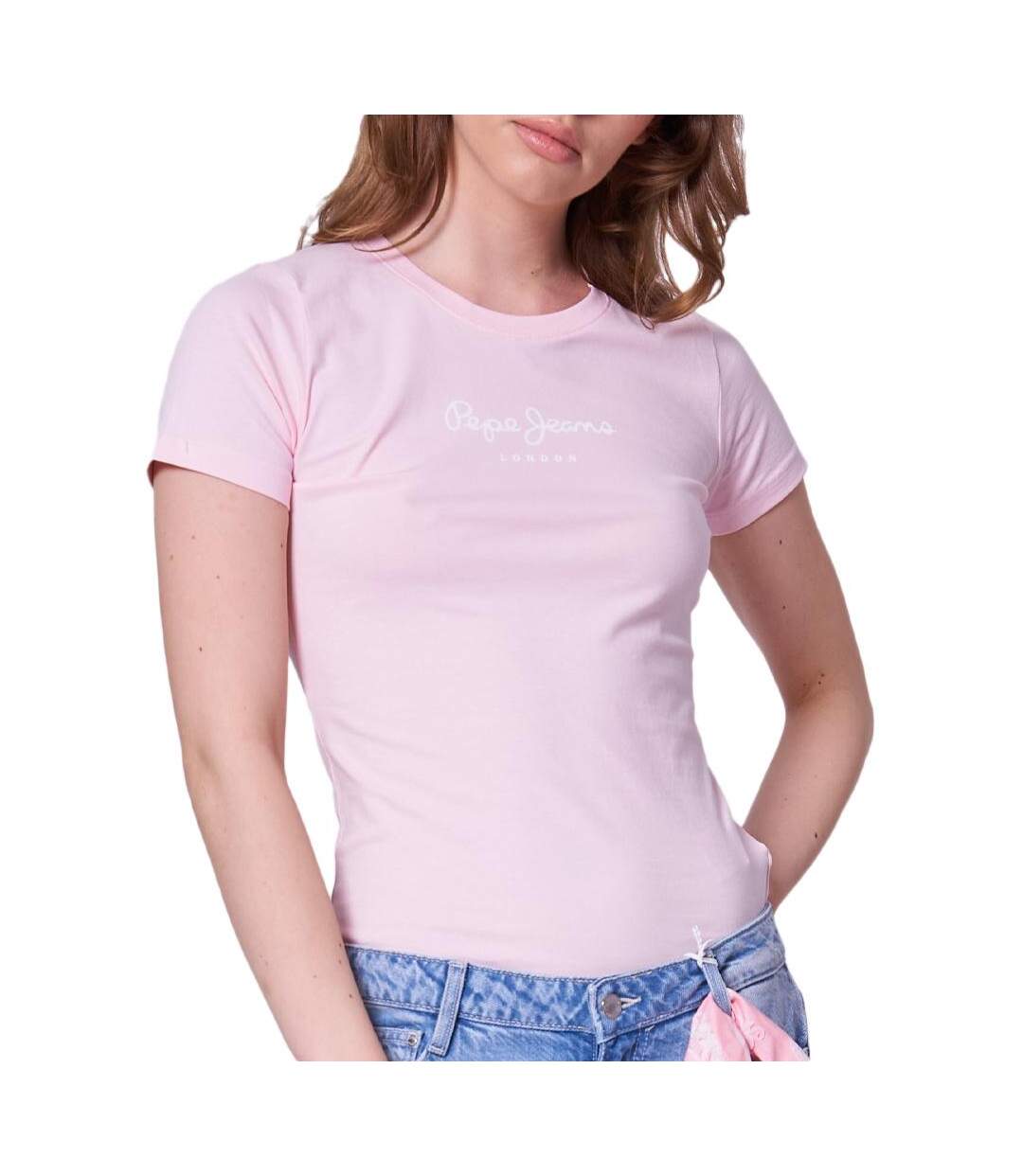 T-Shirt rose femme pepe jeans new virginias-1