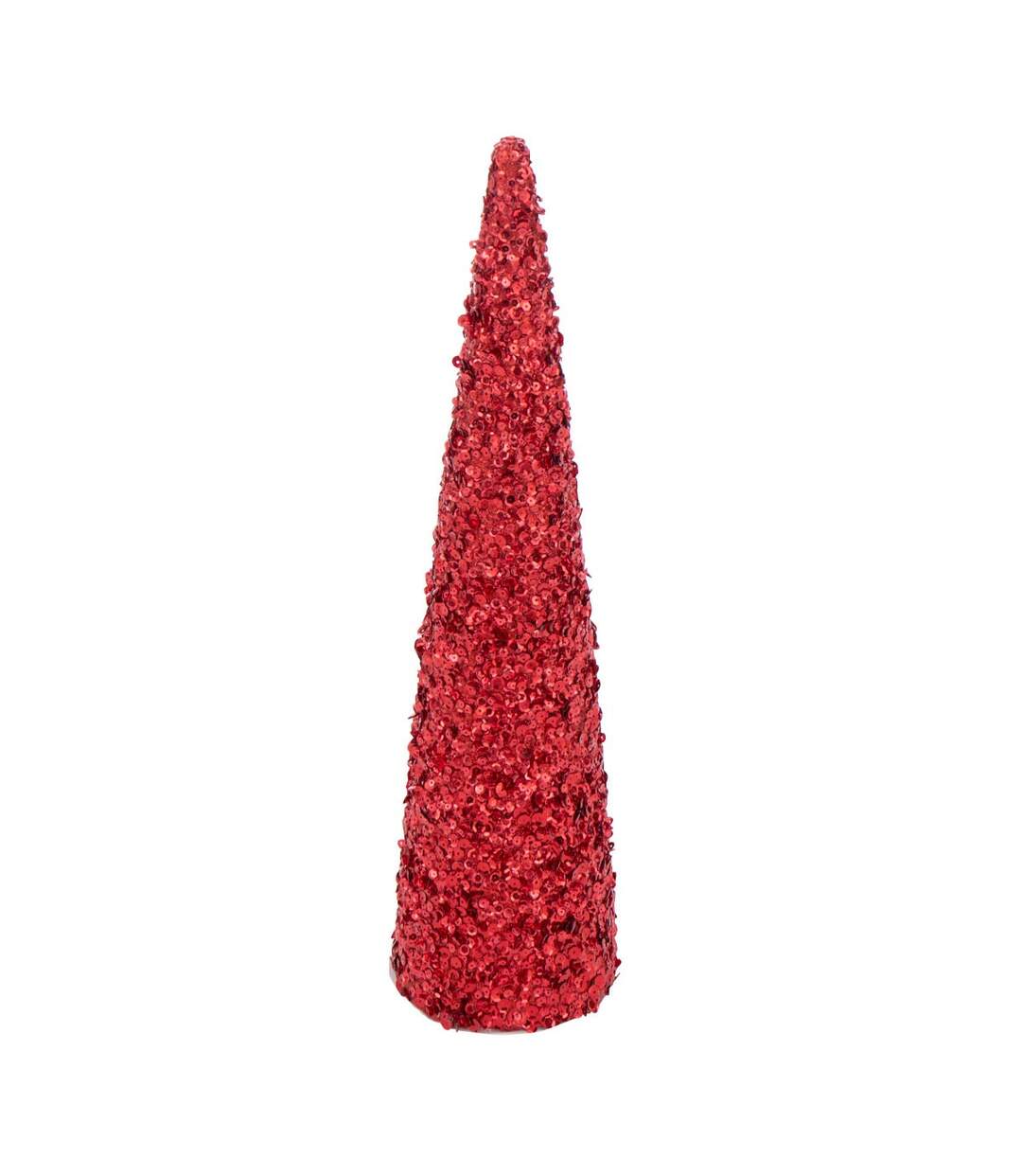 Déco Cône de Noël Sequins 56cm Rouge-1