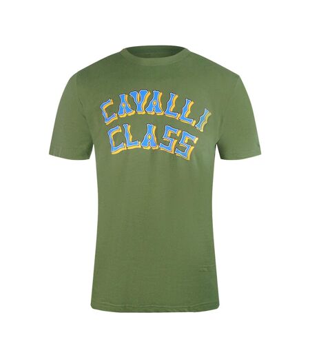T-shirt Motif/style Logo Superposé Homme Vert Kaki Cavalli Class