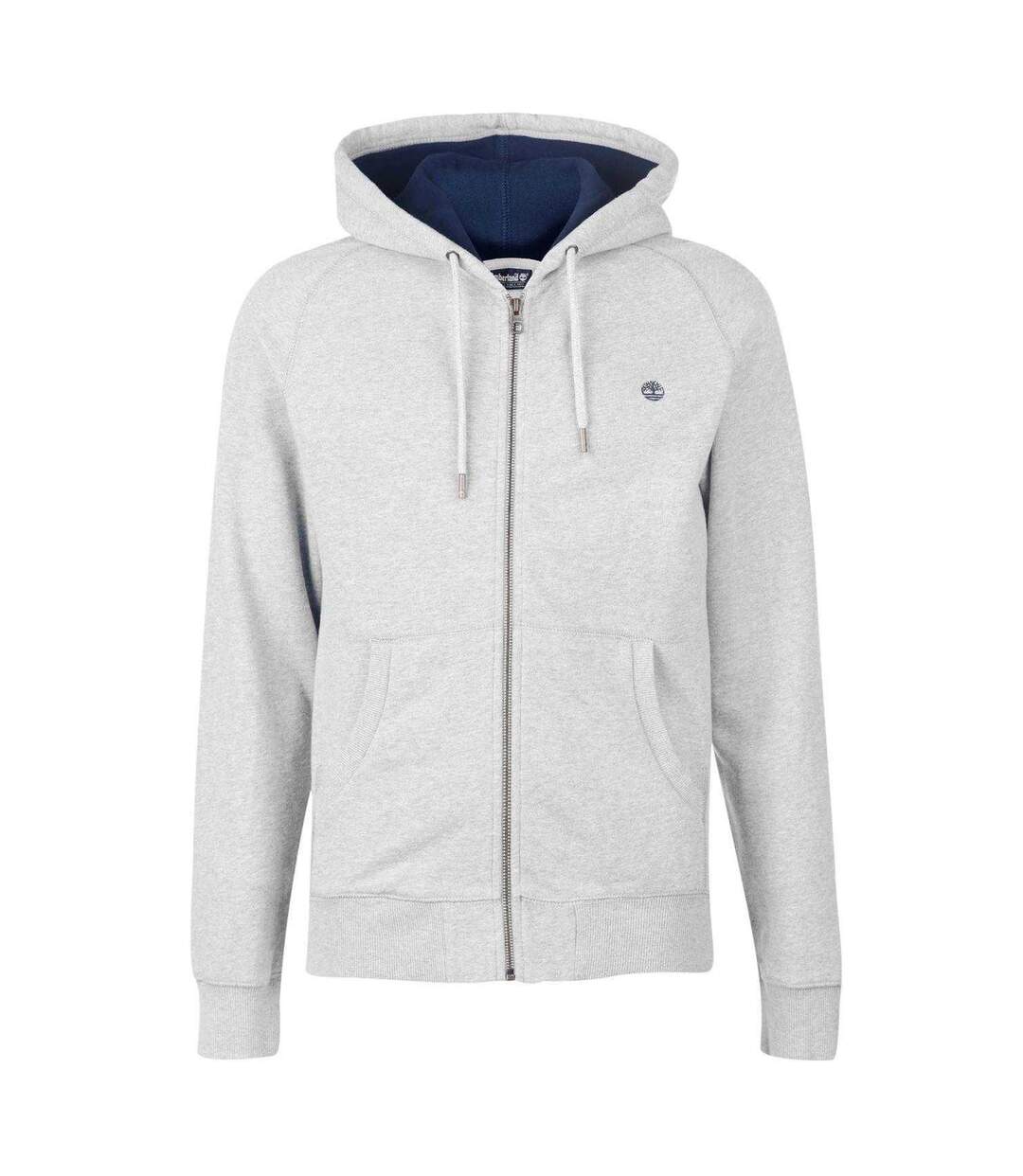 Mens Cotton Blend Lightweight Raglan Full Zip Hoodie Medium Grey Timberland-2