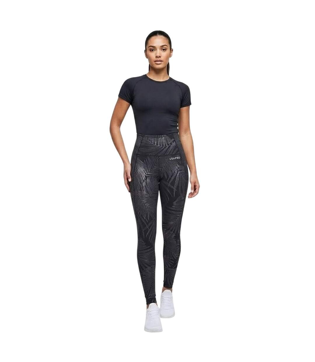 Legging Motif/style Brillant Core Femme Noir USA Pro-1