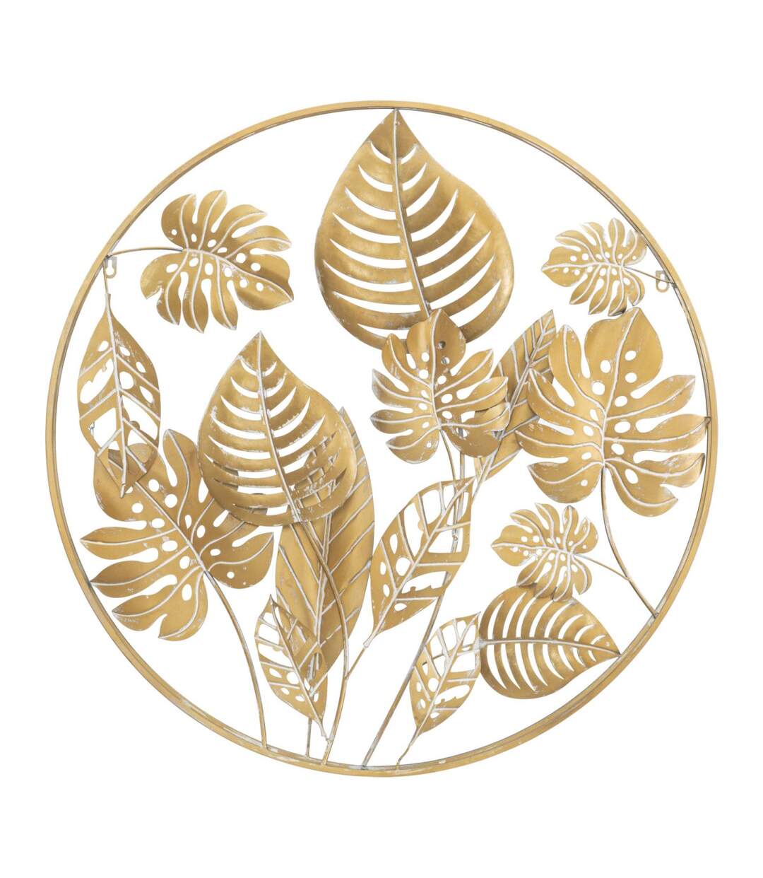 Décoration Murale Ronde en Métal Jungle 80cm Or-1