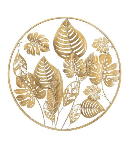 Décoration Murale Ronde en Métal Jungle 80cm Or