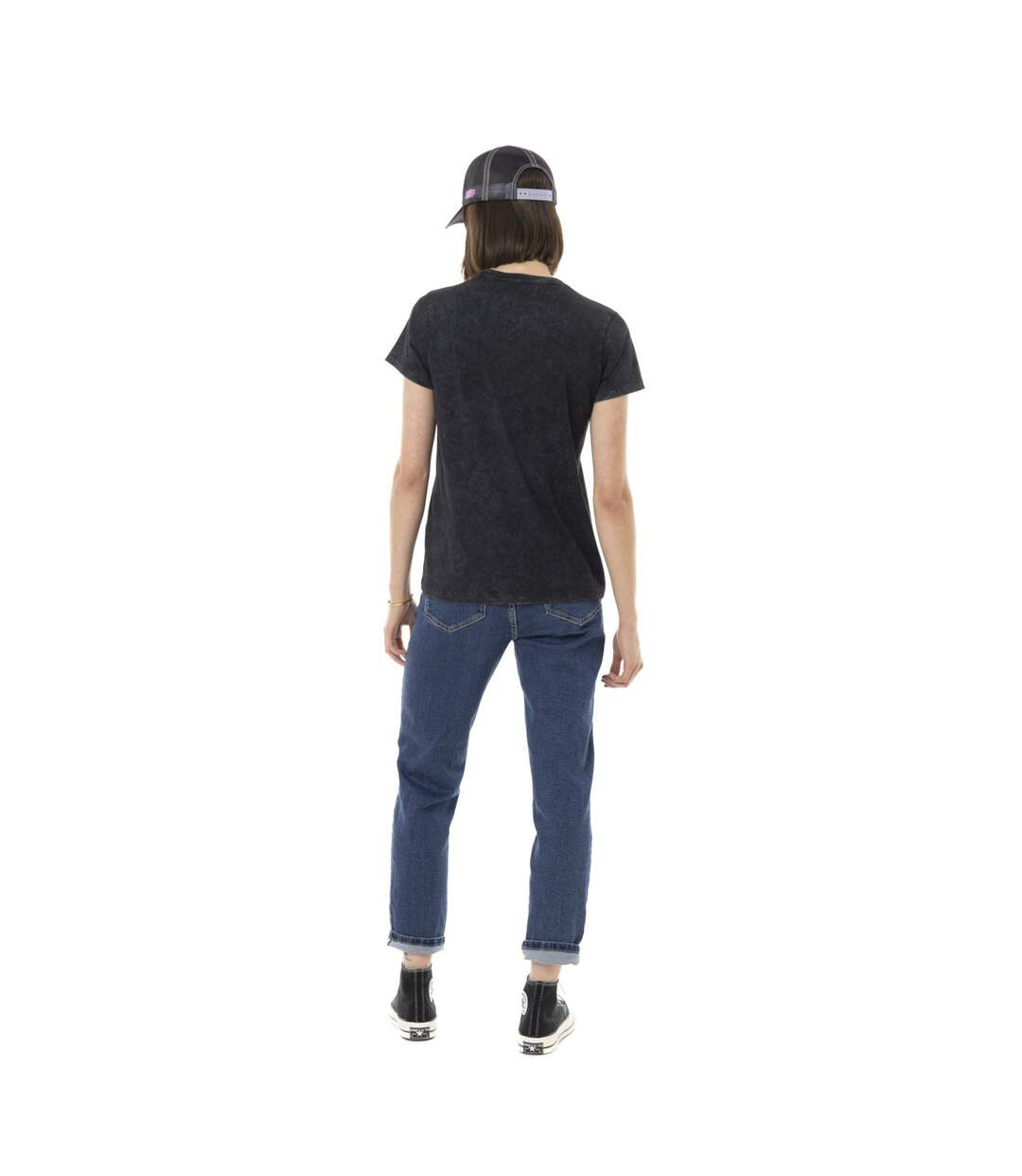 Tee shirt uni délavé avec col rond et print Vipere Vondutch-5