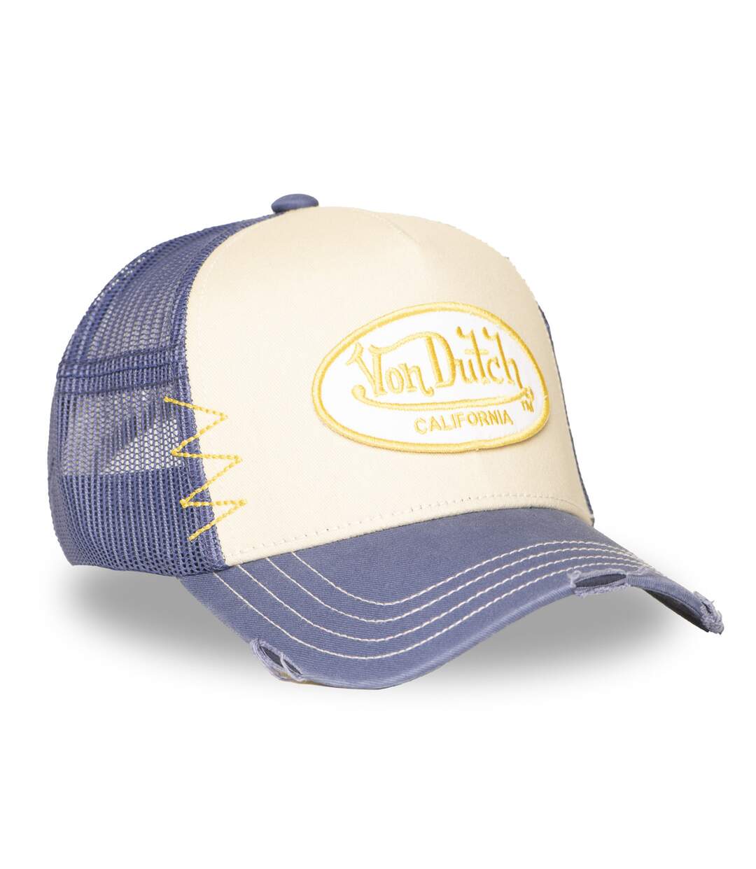 Casquette trucker avec filet effet usé et patch brodé Used Vondutch-4