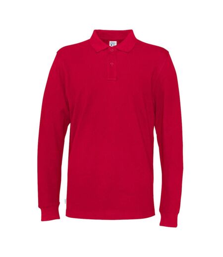 Mens Pique Long-sleeved T-shirt Red Cottover