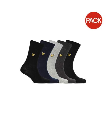 Lot De 5  Paires De Chaussettes Liam Homme Noir Bleu Marine Gris Lyle & Scott