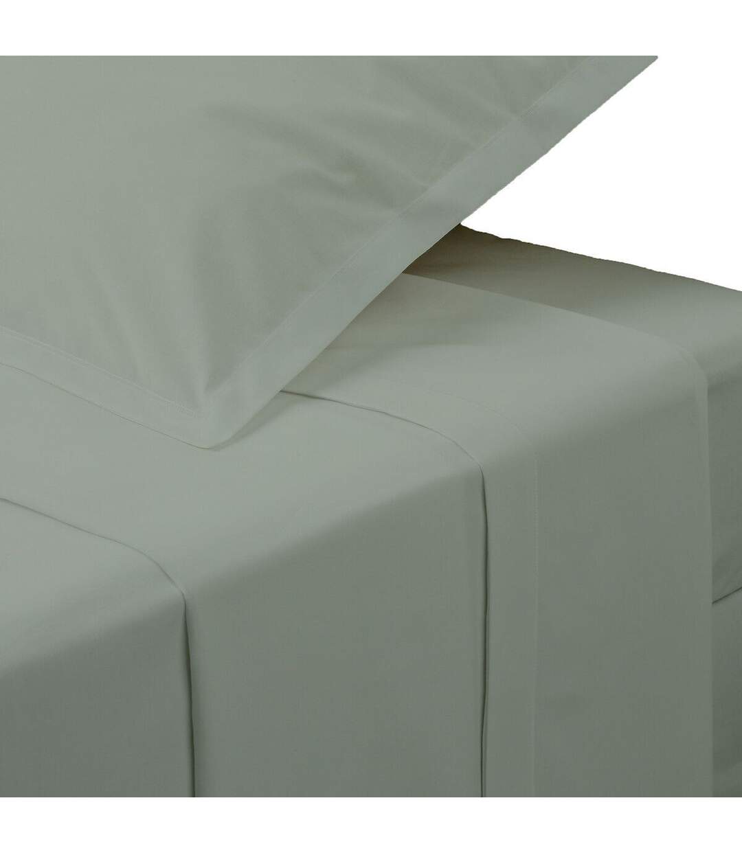 Drap Plat 2 Personnes Percale 240x290cm Vert Tilleul-1