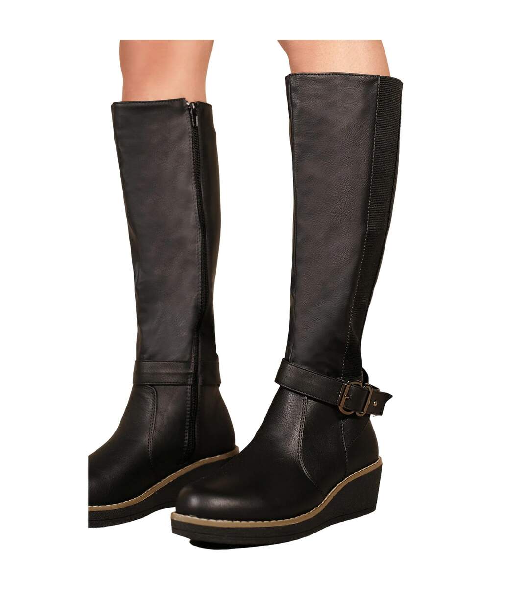Womens/ladies ayleen wedge knee-high boots black Where´s That From-3